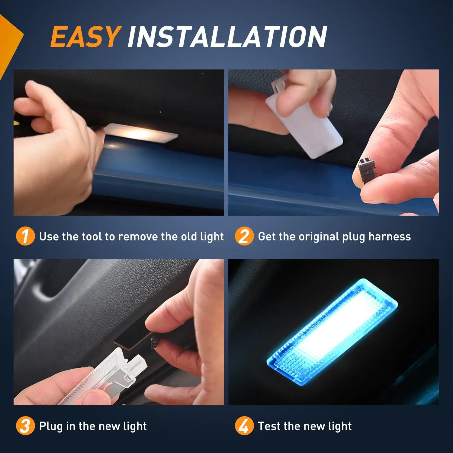 2PCS LED Interior Door Panel Light Courtesy Warning Lights Aqua Beam Plug and Play Compatible with BMW 1 3 5 6 7 Series Z4 X3 X5 X6 E82 E88 E90 F30 E60 F10 E65 E66