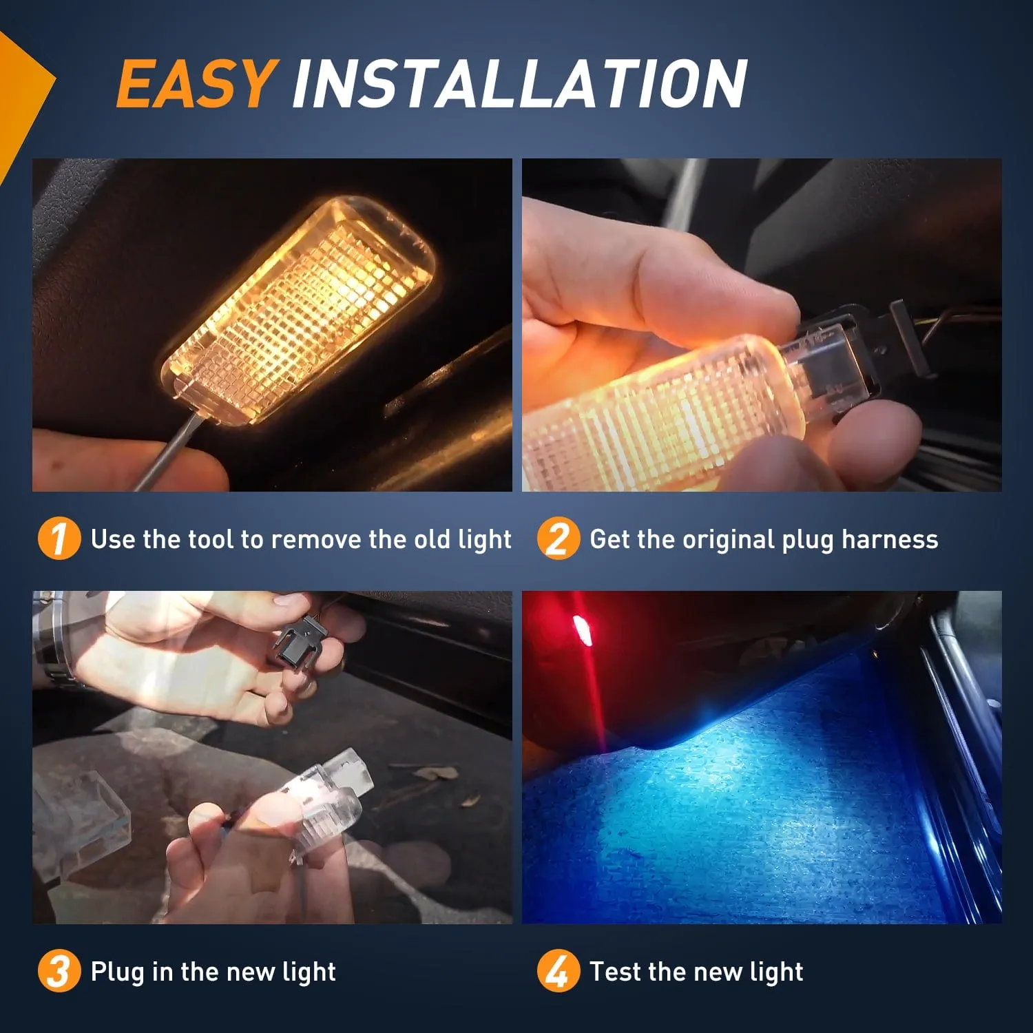 2PCS LED Interior Door Panel Light Courtesy Warning Lights Blue Beam Plug and Play Compatible with Audi A3 A4 A5 A6 A7 S3 S4 S5 S6 S7 Q5 Q7 TT OEM Replacement CANbus Error Free