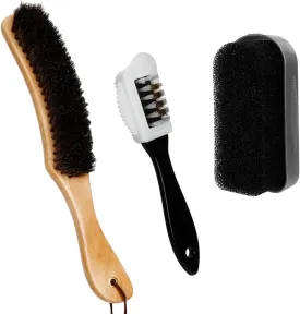 3 Pcs Felt Cowboy Hat Brush Kit - Cowboy Hat Brush Set with Cleaning Sponge & 4-Way Suede/Nubuck Brush for Hat, Jackets, Coats, Shoes & Furniture
