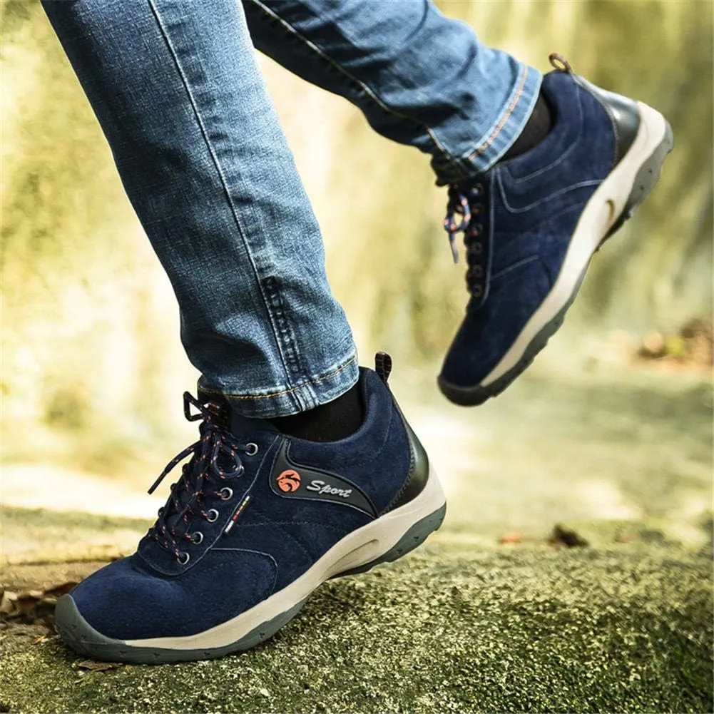 ailishabroy Men's Invisible Increase 2.36in Casual Leather Shoes Lace up Running Shoes senakers