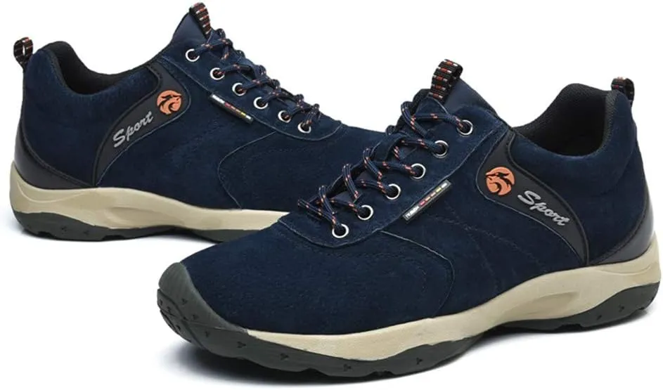 ailishabroy Men's Invisible Increase 2.36in Casual Leather Shoes Lace up Running Shoes senakers