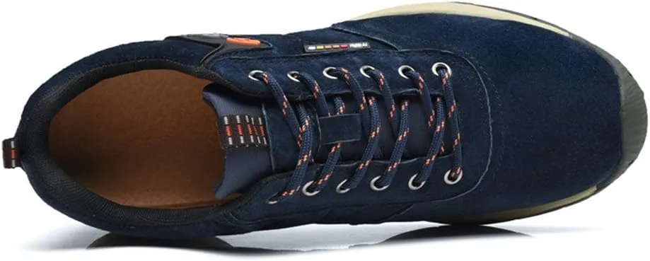 ailishabroy Men's Invisible Increase 2.36in Casual Leather Shoes Lace up Running Shoes senakers