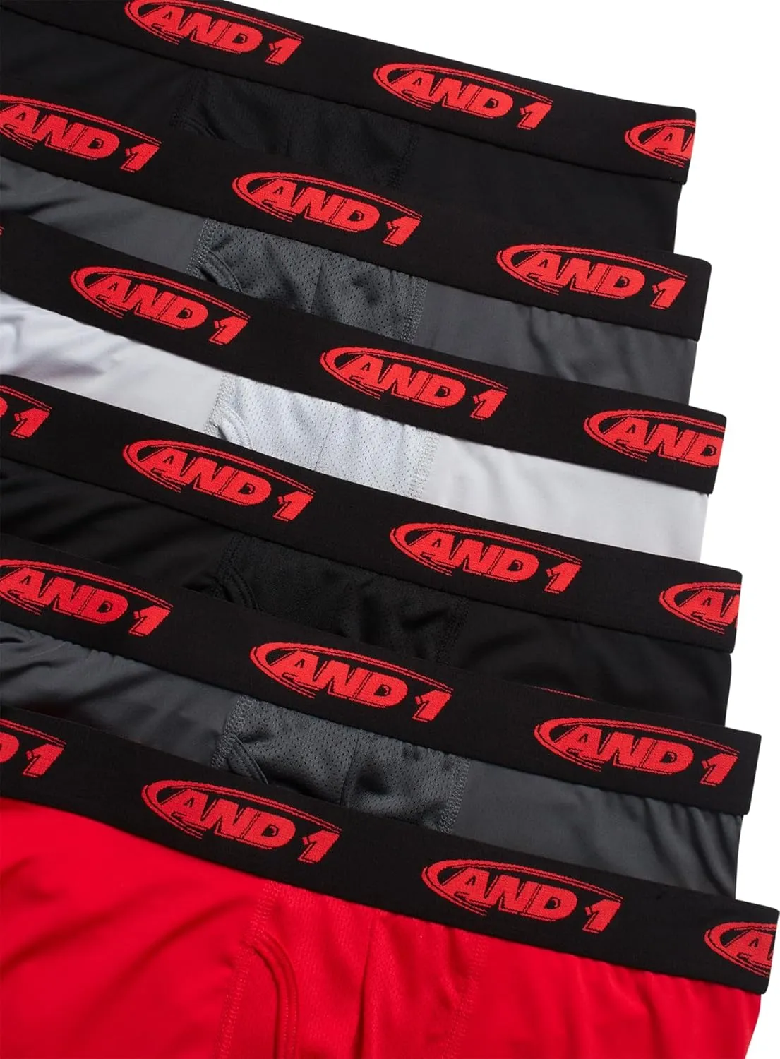 AND1 Mens Boxer Briefs - 6 Pack Stretch Performance Mens Underwear Boxers with Functional Fly Pouch (Sizes: S-3XL)