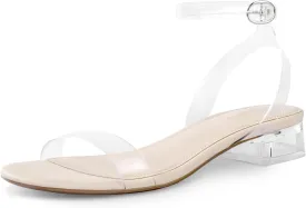 Ankis Black Nude White Red Women Sandals Comfortable Walking Strappy Open Toe Sandals for Women Dressy Summer 1 Inch Low block Heel Flat Adjustable Ankle Strap Wide Available Shoes 2024