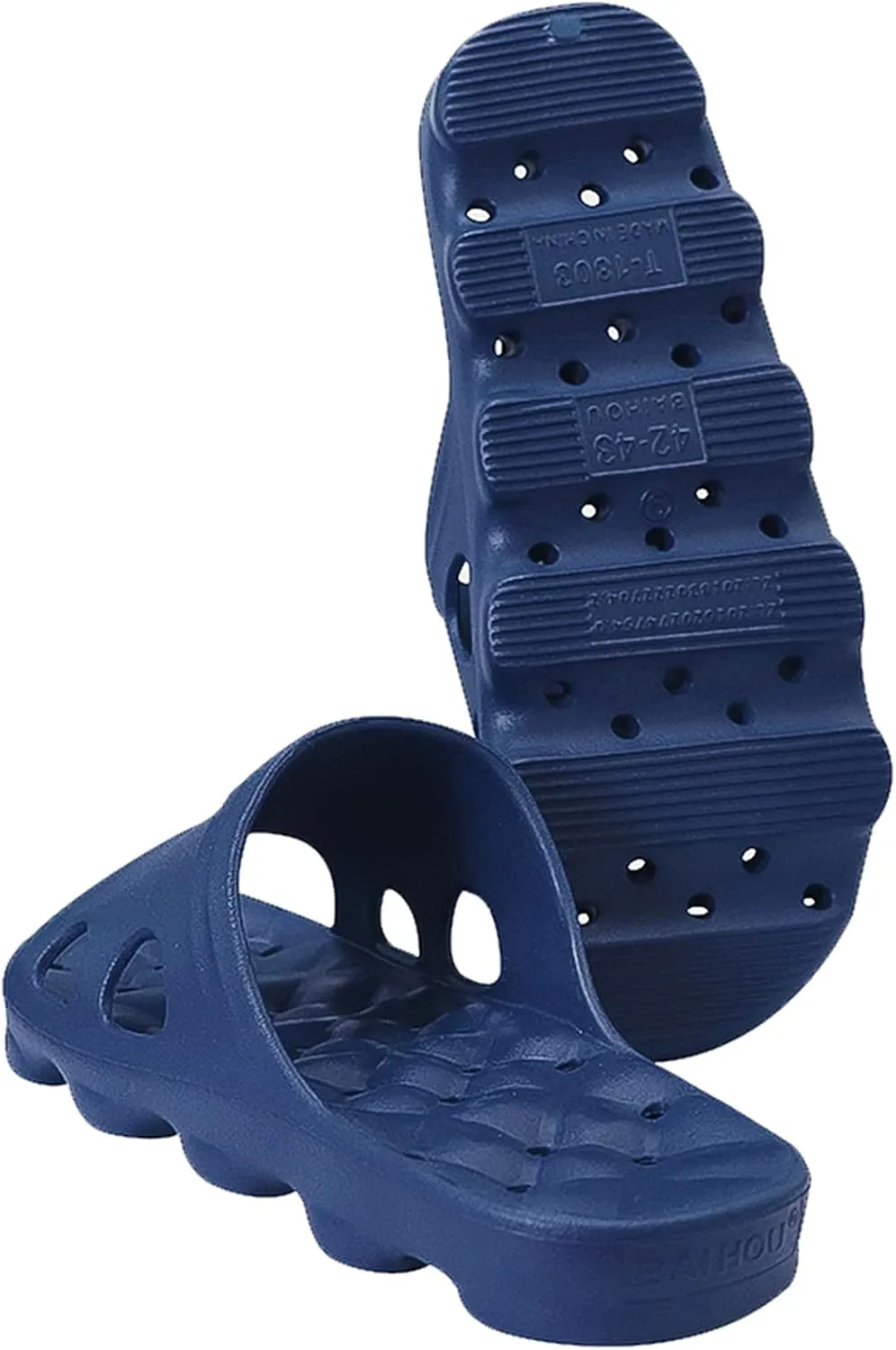 BAI HOU Unisex-Adult Shower Slippers, EVA Non-Slip Open Toe Slides, Quick Drying, Anti-Slip, Pink