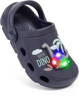 Casazoe Toddler Kids Boys Girls LED Garden Clogs EVA Summer Outdoor Light Up Slip On Shoes Cute Dinosaur Unicorn Water Sandals Lightweight Slipper Slides Beach Pool Play Shoes
