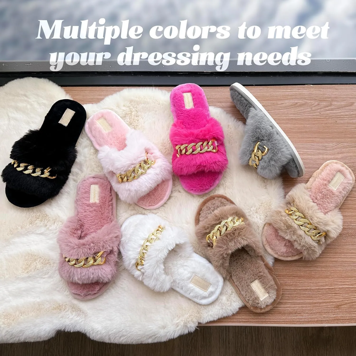 Cozy Fuzzy Fluffy Slippers - Memory Foam Indoor & Outdoor, Perfect Gifts for Women