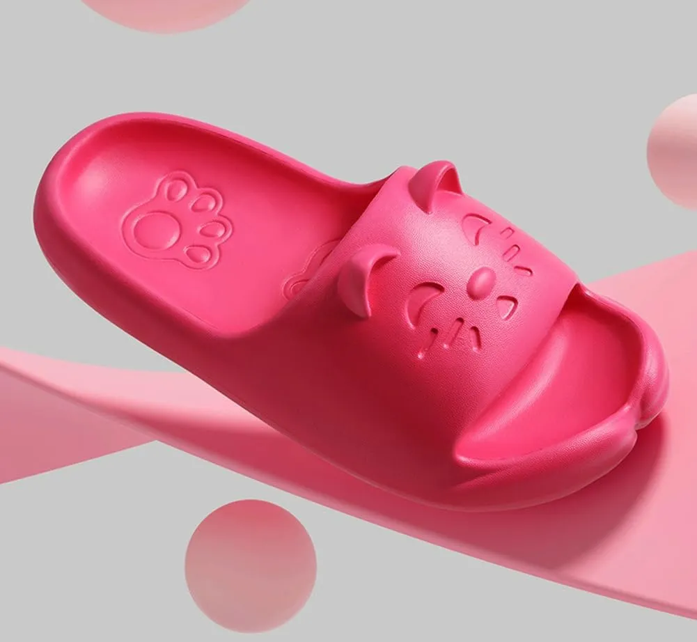 Cute Slippers Shower Shoes for Women Men Bathroom Sandals Non-Slip Cartoon Cat Shaped Indoor Outdoor Summer Slippers