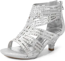 DREAM PAIRS Girls Sandals Low Heel Dress Pump Sandals
