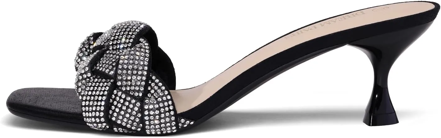 DREAM PAIRS Womens Stilettos Heels Open Square Toe Comfort Low Kitten Heels Sexy Dress Pumps Sandals Evening Party Prom Dance Shoes