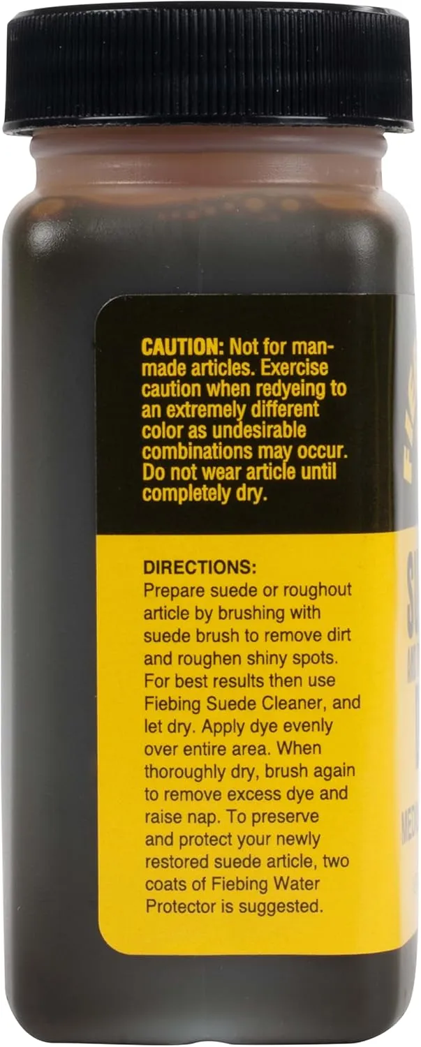 Fiebing's Dark Brown Suede Dye (4 oz) - Recolor, Brighten & Restore Suede & Roughout Leather Shoes, Furniture, Purse - Includes Wool Dauber for Easy Application - Flexible When Dry, Won't Crack/Peel