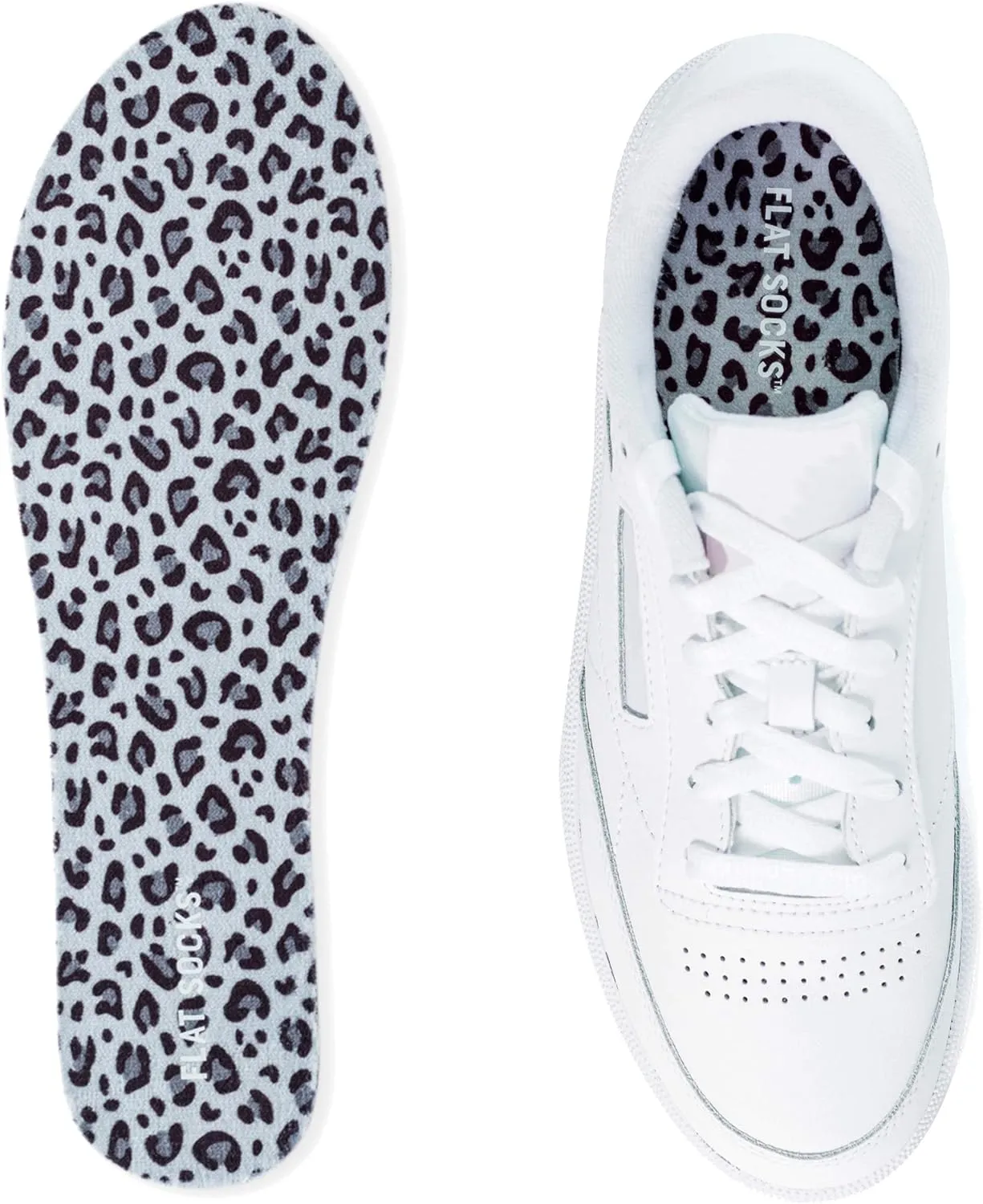FLAT SOCKS Womens No Show Socks, Sockless Shoe Liner, No Slipping, No Stinking, Washable Barefoot Shoe Insert, Animal Print