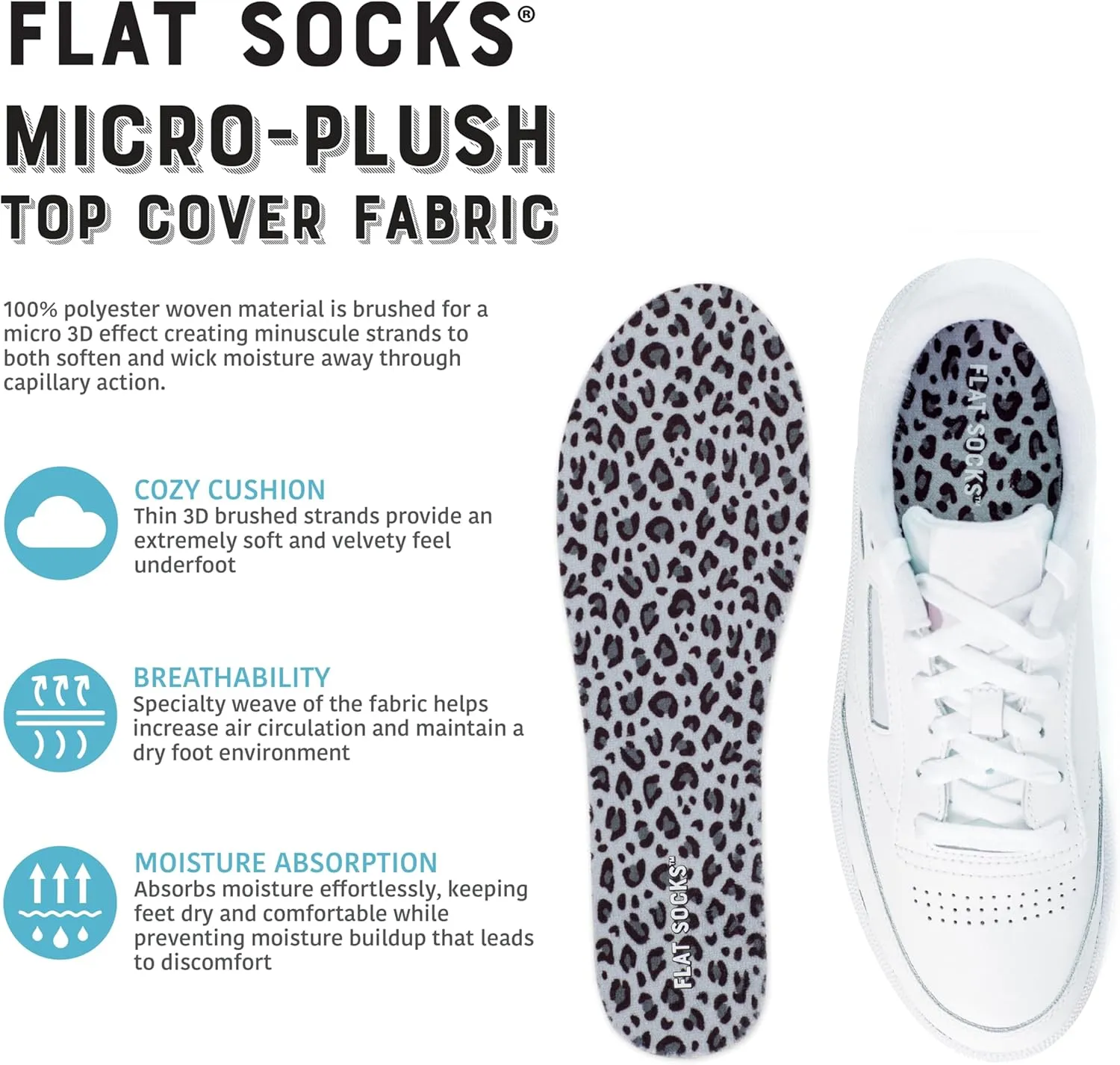 FLAT SOCKS Womens No Show Socks, Sockless Shoe Liner, No Slipping, No Stinking, Washable Barefoot Shoe Insert, Animal Print