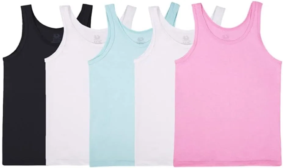 Fruit of the Loom Girls Undershirts (Camis, Tank-5 Pack-Assorted, Large