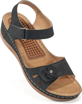 FUDYNMALC Sandals for Women Orthopedic Shoes: Comfortable Dressy Womens Wedge Sandal Summer Walking Wedges - Casual Platform Sandals with Adjustable Hook Loop