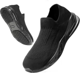 Furuian Men's Slip Resistant Black Mesh Casual Work Shoes