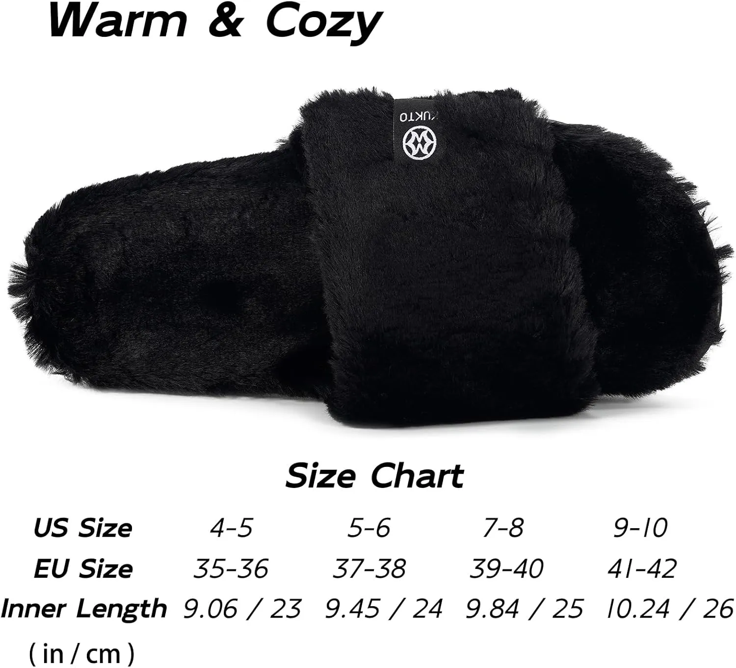 Fuzzy Slippers for Women Adjustable Orthotic Slides Slippers with Arch Support Plantar Fasciitis Open Toe Warm Cozy Plush House Shoes for Indoor Outdoor