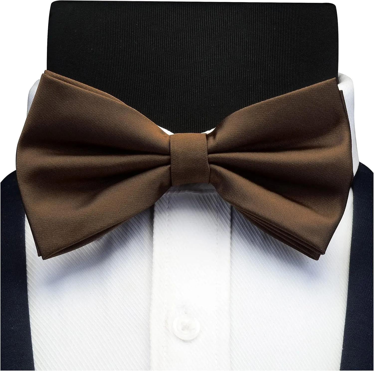 GUSLESON Mens Solid Color Double Fold Pre-tied Bow Tie and Pocket Square Cufflink Set with Gift Box