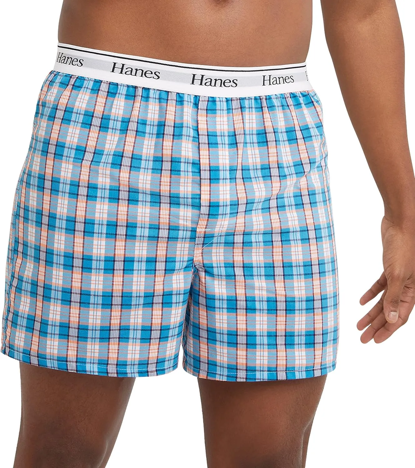 Hanes Originals Cotton Woven Boxers Pack, Moisture-Wicking Underwear for Men, 3-Pack