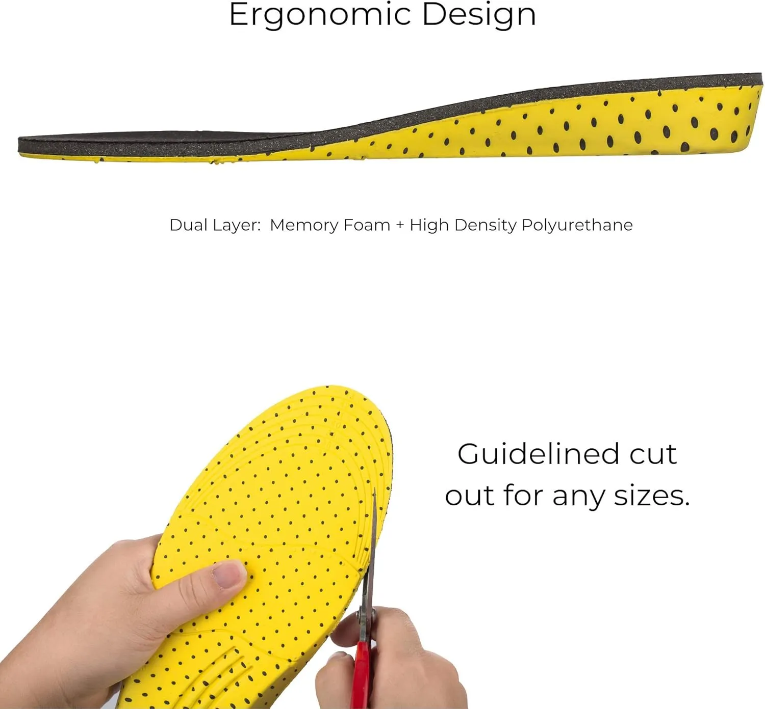 Height Increase Insole - Elevator Shoe Conversion - 1 Inch Taller (Black) Invisible Increased Heel Lifting Inserts Shoe Lifts Shoe Pads (Large US 8-13 Men or US 10-15 Women)