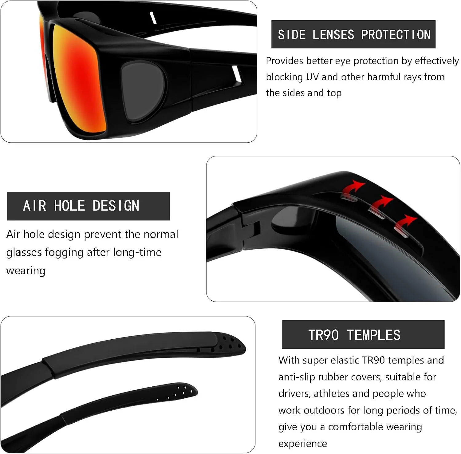 KANASTAL Fit Over Glasses for Men Women Polarized UV400 Protection Fashion Wrap Around Shades