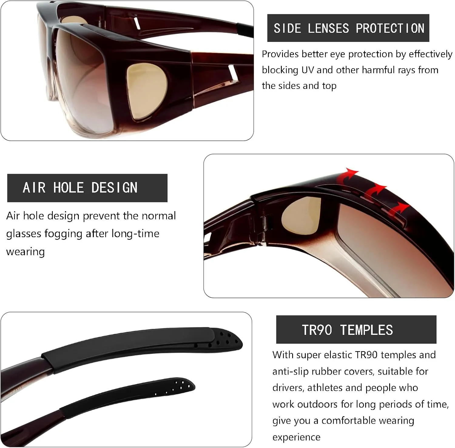 KANASTAL Fit Over Glasses for Men Women Polarized UV400 Protection Fashion Wrap Around Shades