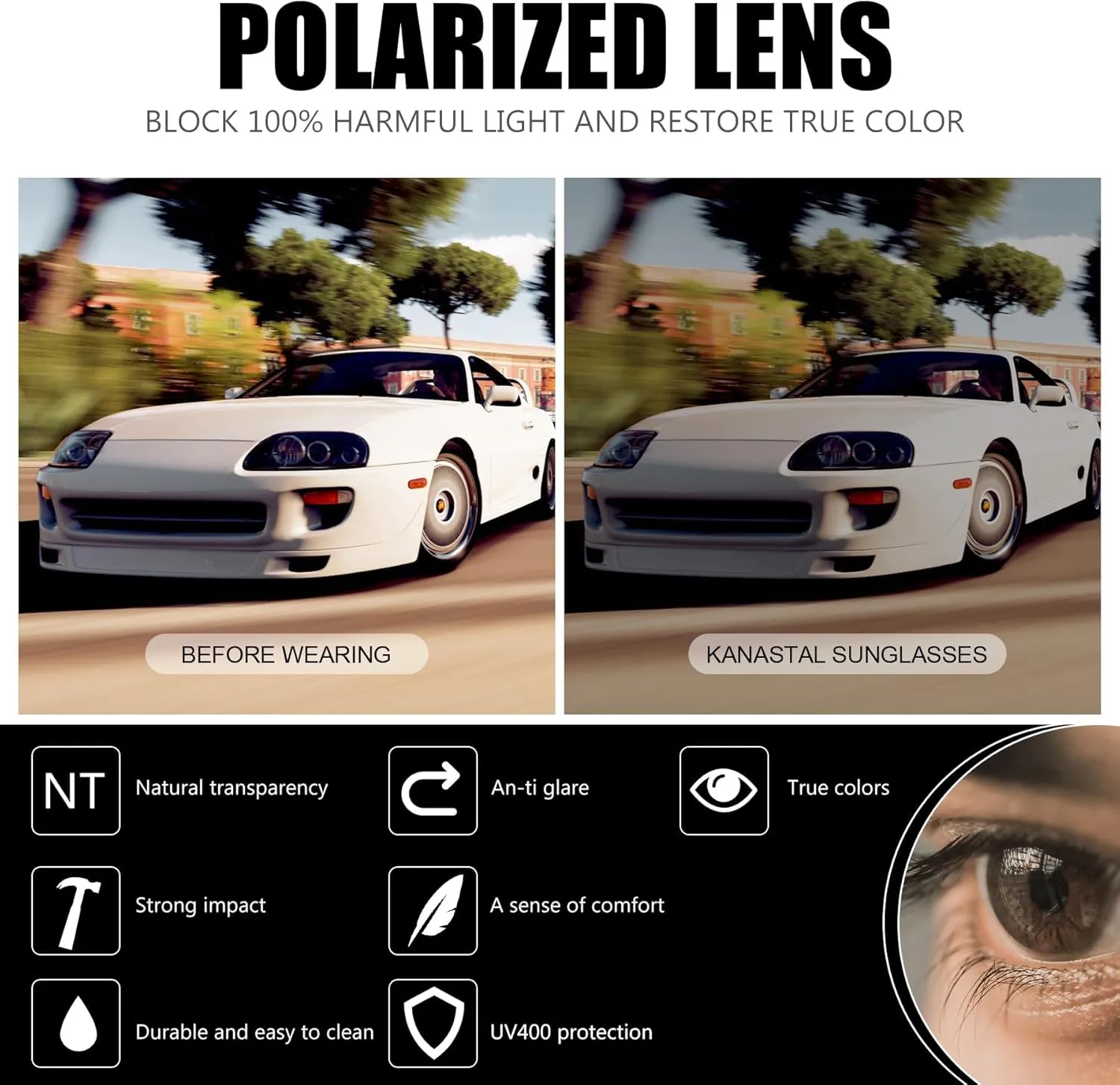 KANASTAL Fit Over Glasses for Men Women Polarized UV400 Protection Fashion Wrap Around Shades