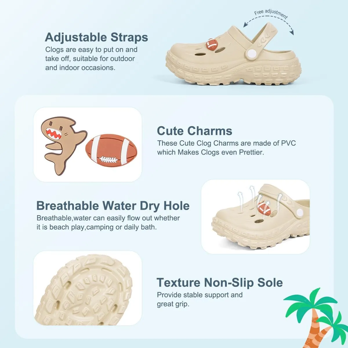 Kids Boys Girls Cute Garden Clogs Little Kid EVA Water Sandals Lightweight Indoor Outdoor Summer Beach Pool Play Shoes Children Comfort Slippers Slides