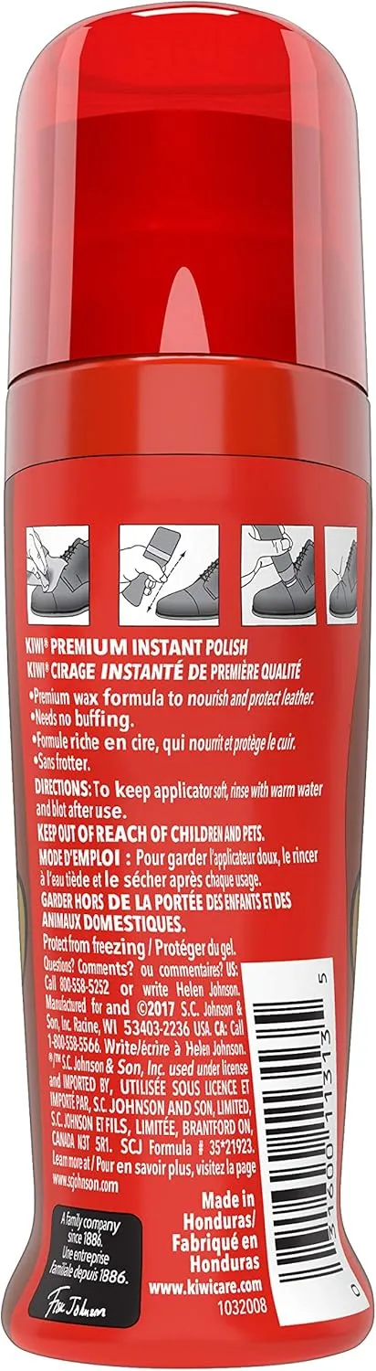 KIWI Instant Shine & Protect, Brown Liquid Shoe Polish, 2.5 oz (1 Bottle with Sponge Applicator)