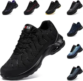 LARNMERN Air Cushion Steel Toe Shoes for Men Wide Women Lightweight Puncture Proof Work Safety Sneakers Breathable Slip Resistant Tennis Shoe