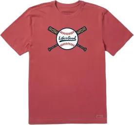 Life is Good Men's Crusher Tee, Short Sleeve Cotton Graphic T-Shirts, Baseball and Bats