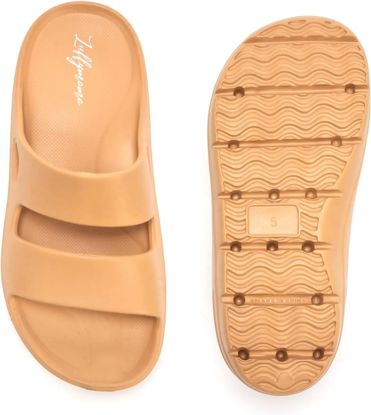Luffymomo Pillow Slippers for Women and Men,Cloud Indoor Slides Bathroom Sandals | Non-Slip Thick Sole Quick Drying
