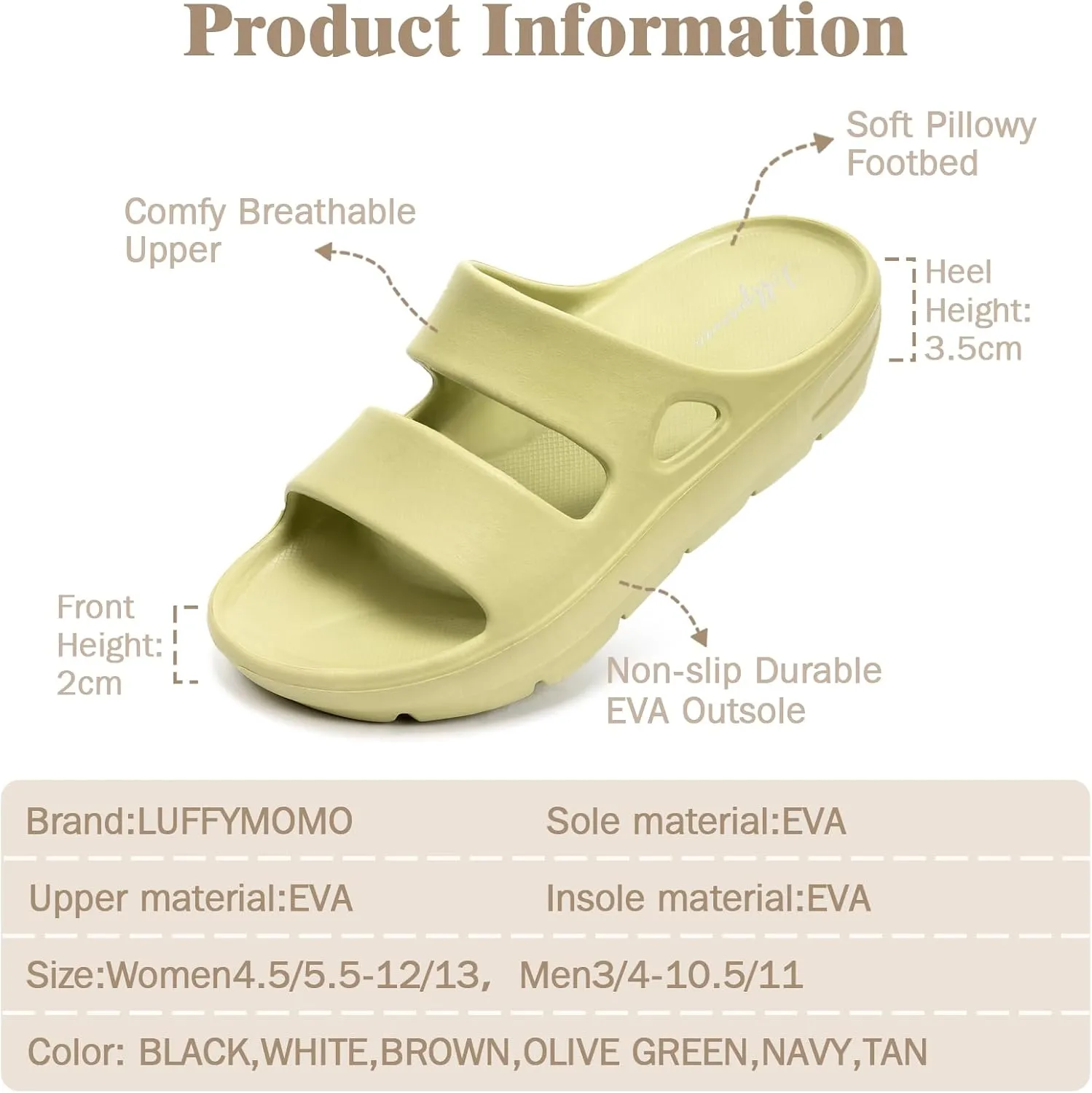 Luffymomo Pillow Slippers for Women and Men,Cloud Indoor Slides Bathroom Sandals | Non-Slip Thick Sole Quick Drying