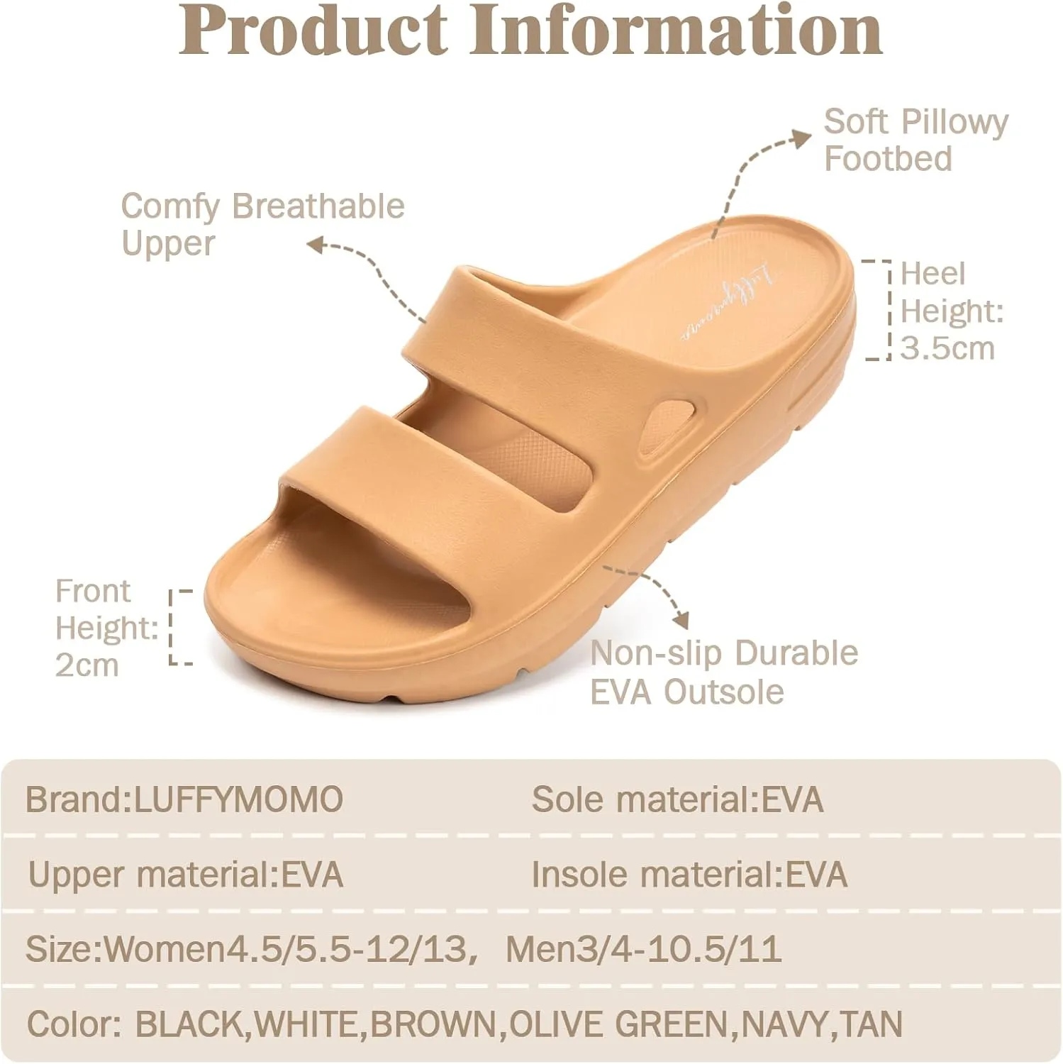 Luffymomo Pillow Slippers for Women and Men,Cloud Indoor Slides Bathroom Sandals | Non-Slip Thick Sole Quick Drying