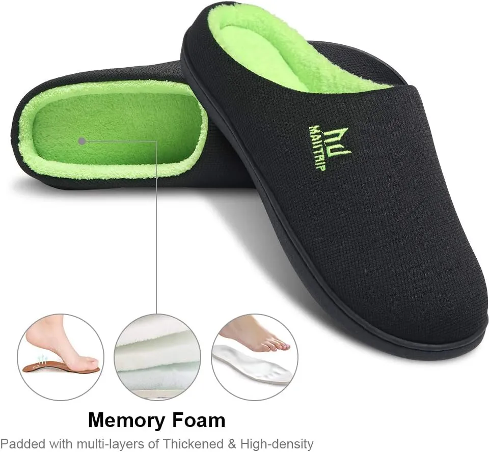 MAIITRIP Men's Cozy Memory Foam House Slippers Non Slip (Size:7-17)