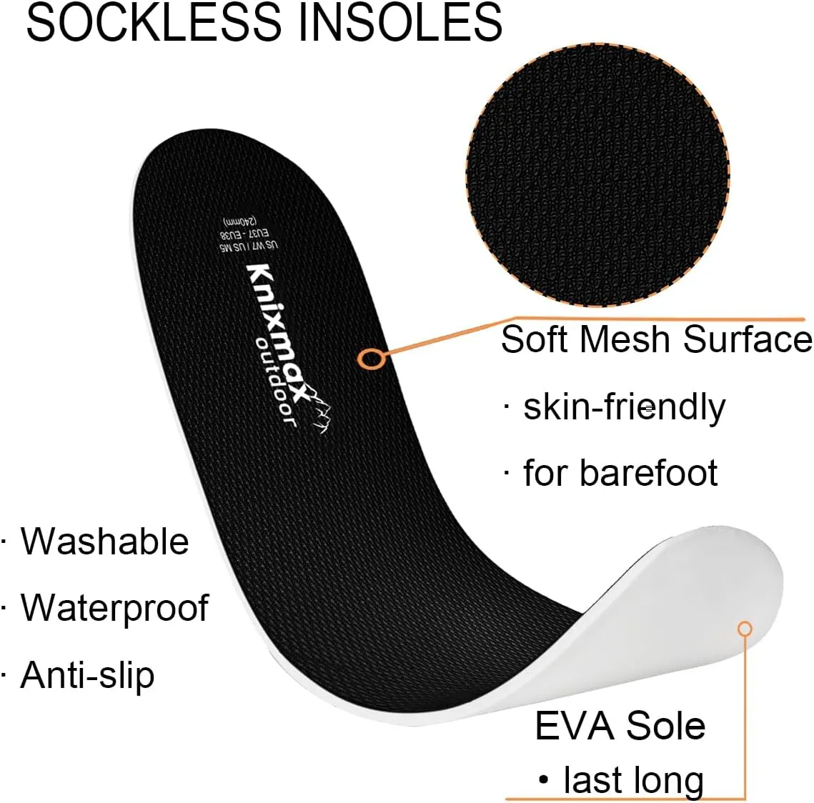 Men's Insoles for Garden Clogs, Ultra-Thin Comfort Shoe Inserts for Crocs, Nurse, Chef, Water Shoes, Waterproof Replacement Barefoot Liners Breathable Pad Black Size 12 /EU45