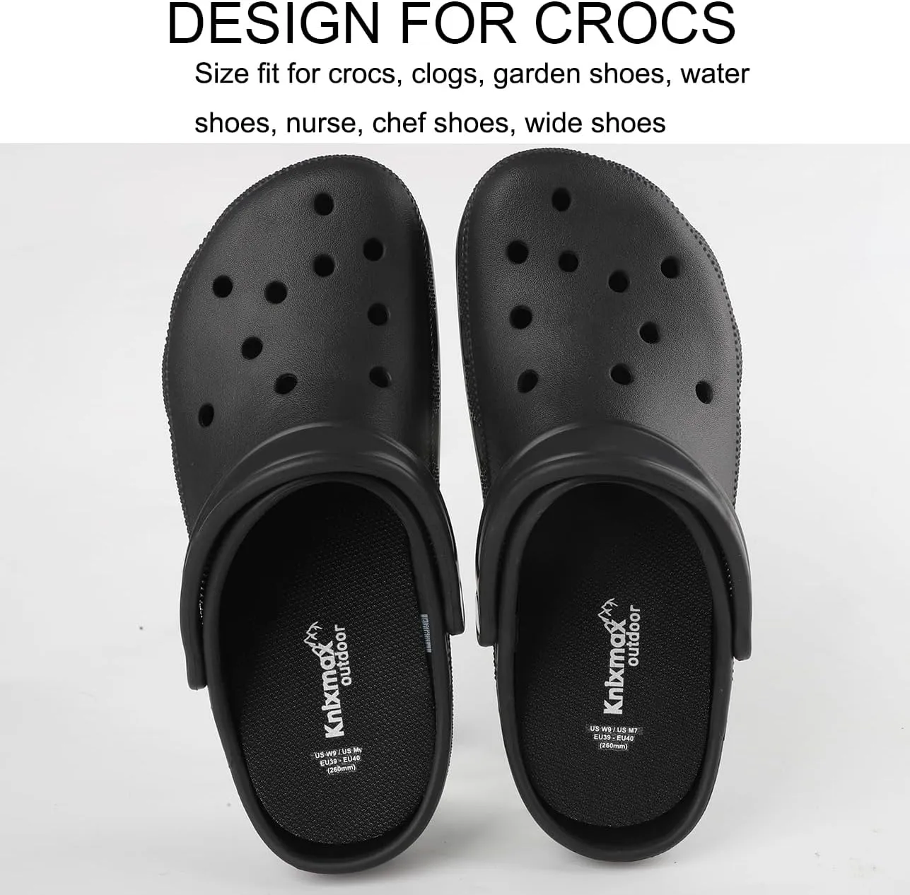 Men's Insoles for Garden Clogs, Ultra-Thin Comfort Shoe Inserts for Crocs, Nurse, Chef, Water Shoes, Waterproof Replacement Barefoot Liners Breathable Pad Black Size 12 /EU45