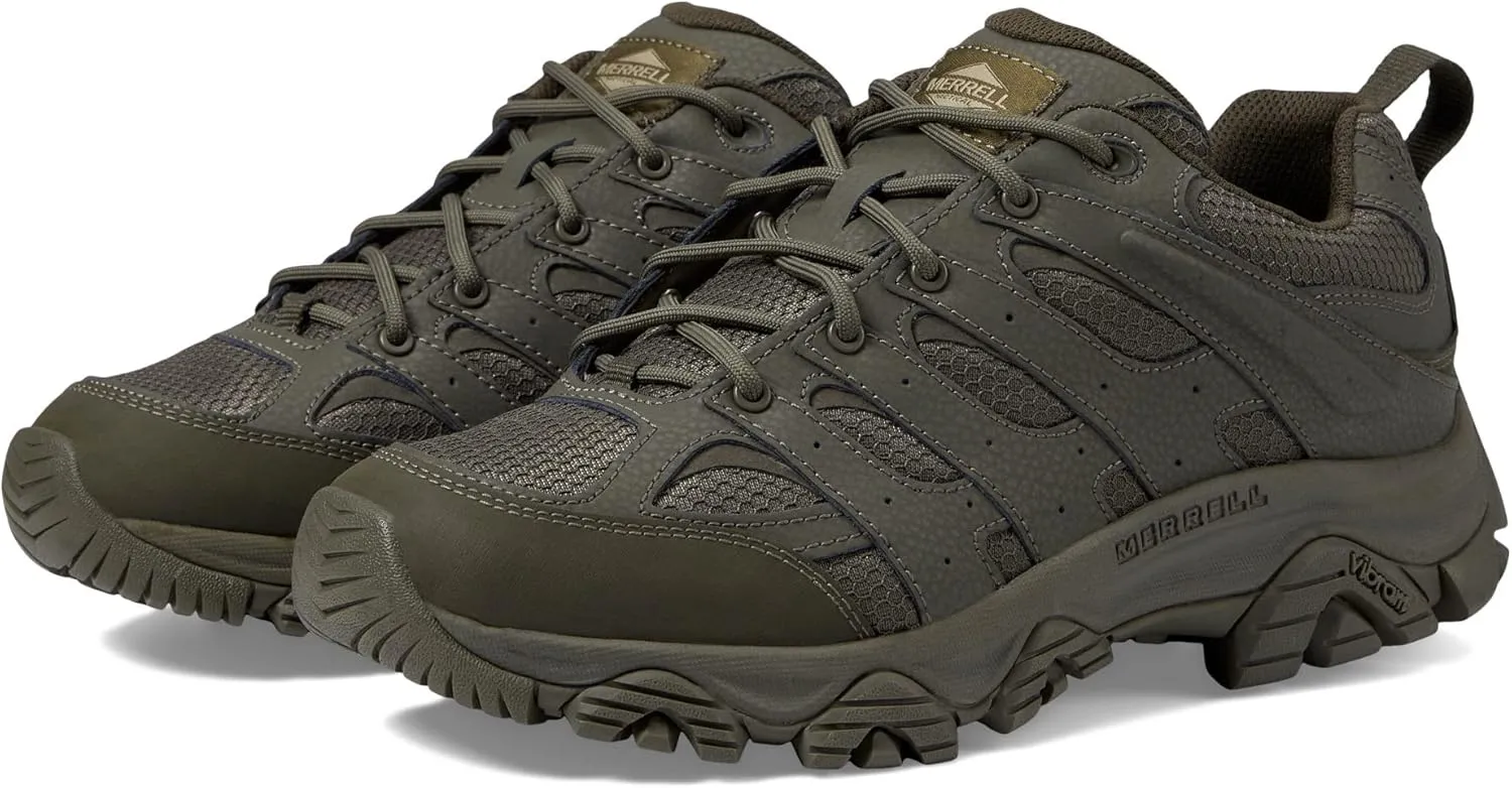 Merrell Mens Moab 3 Tactical Industrial Shoes, Waterproof Coated Leather & Mesh Upper Combat Outdoor Work Boots