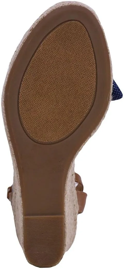 Nautica Women's Espadrille Wedge Sandals  Platform Heel Summer Dress Shoes with Ankle Strap and Bow  Comfortable Open Toe Beach and Casual Footwear