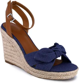 Nautica Women's Espadrille Wedge Sandals  Platform Heel Summer Dress Shoes with Ankle Strap and Bow  Comfortable Open Toe Beach and Casual Footwear