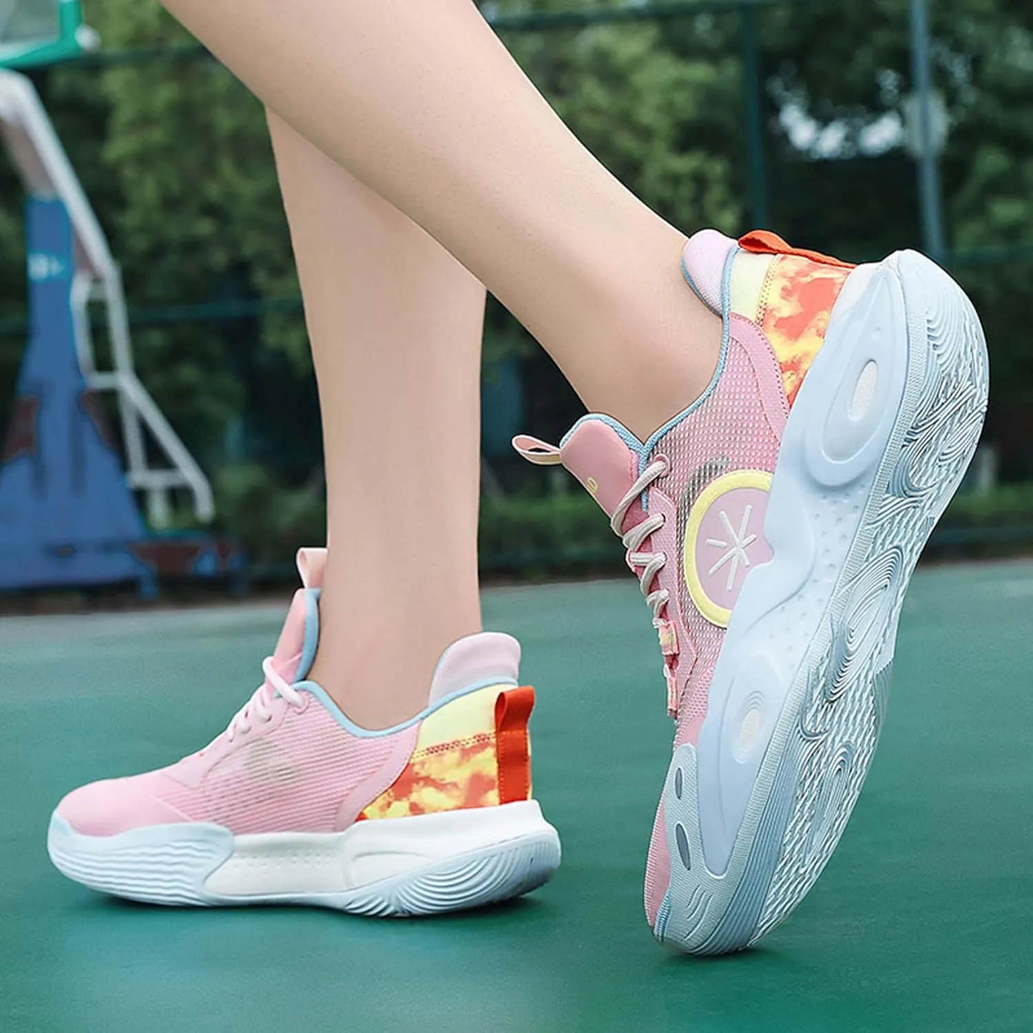 Neutral Basketball Shoes Fashion Sneakers Slip Resistant Breathable Sports Running Shoes Street or Court Sports Basketball Shoes Outdoor Casual Walking Fitness Tennis Training Shoes