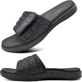 ONCAI Mens Sandals, Arch Support Sport Slides Open Toe Adjustable Straps Orthotic Cushioned Footbed for Plantar Fasciitis Rubber Soles Size 7.5-15