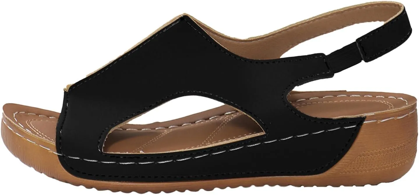 Orthopedic Sandals for Women Comfort Arch Support Wedge Sandals Ankle Strap Slingback Platforms Slip On Summer Shoes