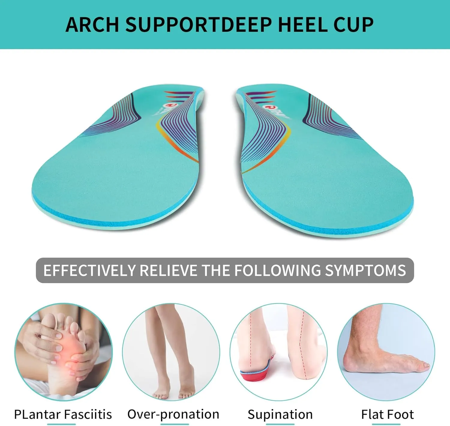Plantar Fasciitis Pain Relief Men Arch Support Orthotics Shoes Insole Work Boot Inserts Absorb Shock Flat Feet Women Heel Spur Orthopedic Pad for Pronation Athletic Cushion