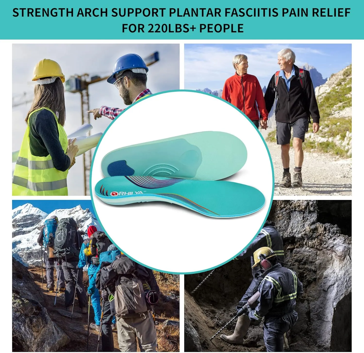 Plantar Fasciitis Pain Relief Men Arch Support Orthotics Shoes Insole Work Boot Inserts Absorb Shock Flat Feet Women Heel Spur Orthopedic Pad for Pronation Athletic Cushion
