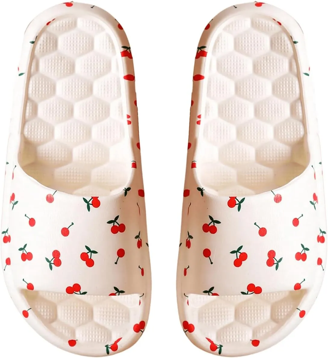 SHENHE Women's Cherry Print EVA Slippers Non Slip Open Toe Bedroom Beach Slide Slippers