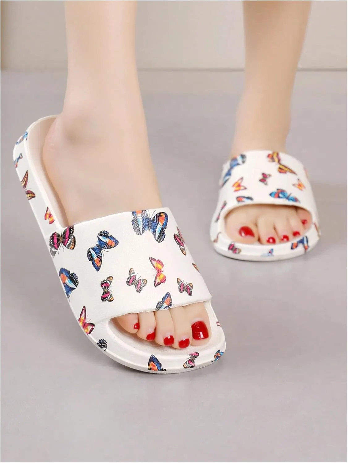 SHENHE Women's Cherry Print EVA Slippers Non Slip Open Toe Bedroom Beach Slide Slippers