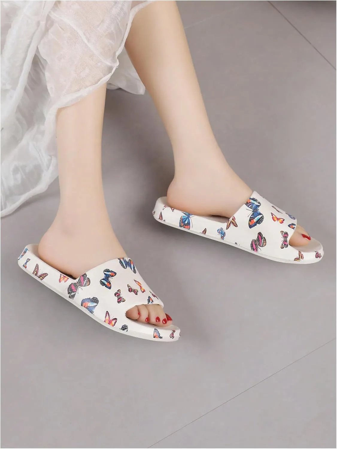 SHENHE Women's Cherry Print EVA Slippers Non Slip Open Toe Bedroom Beach Slide Slippers