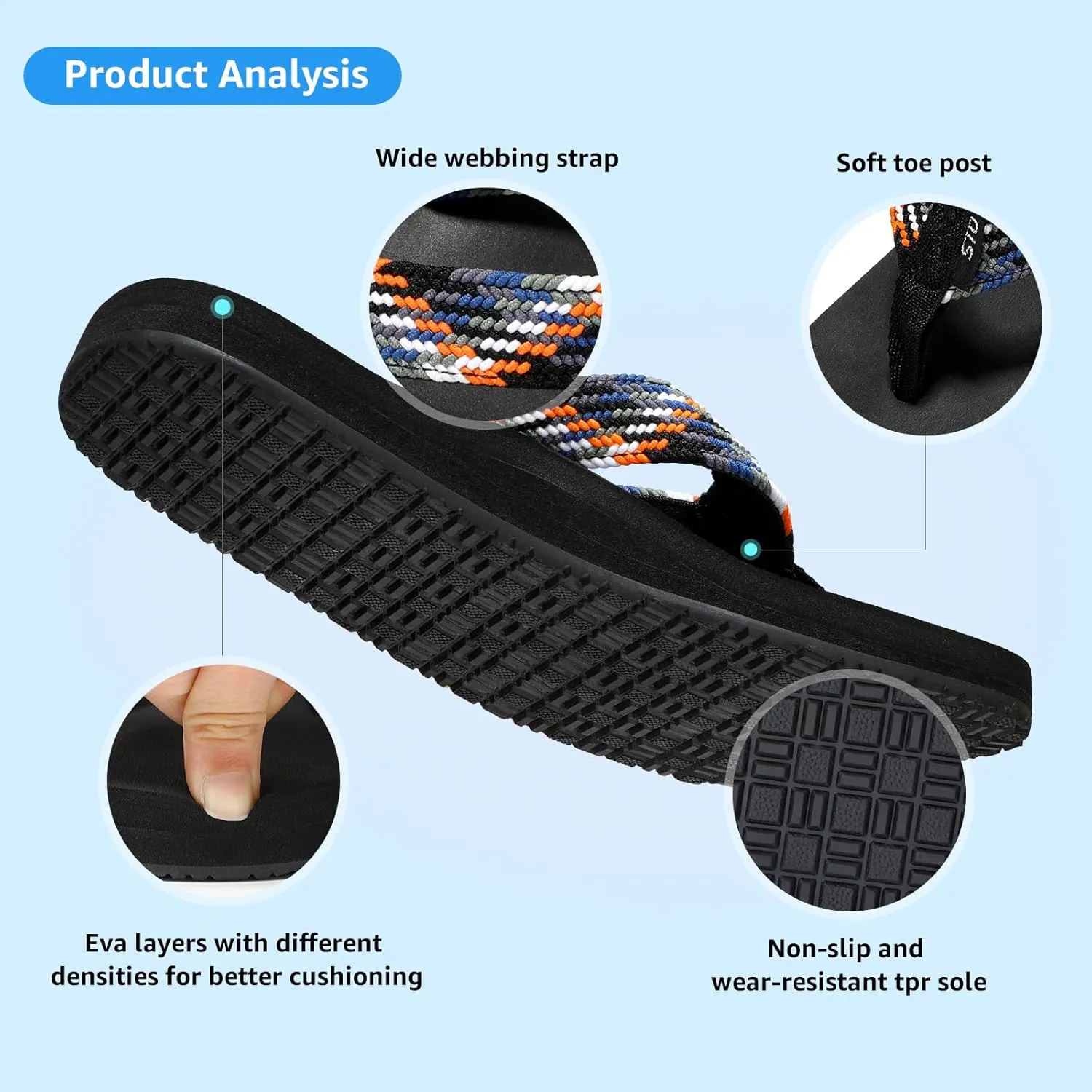 STQ Womens Quick Dry Flip Flops with Yoga Mat SoleArch Support Thong Sandals