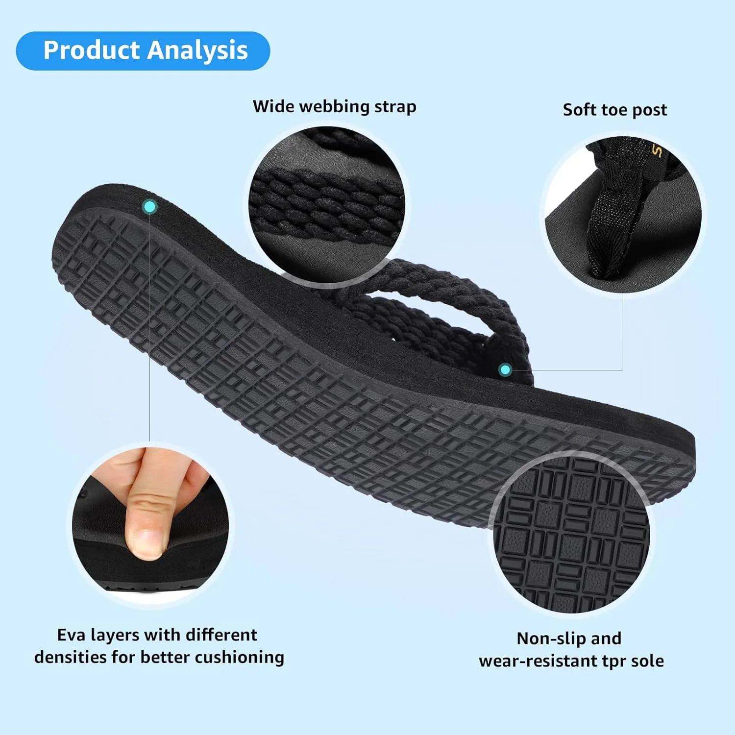 STQ Womens Quick Dry Flip Flops with Yoga Mat SoleArch Support Thong Sandals
